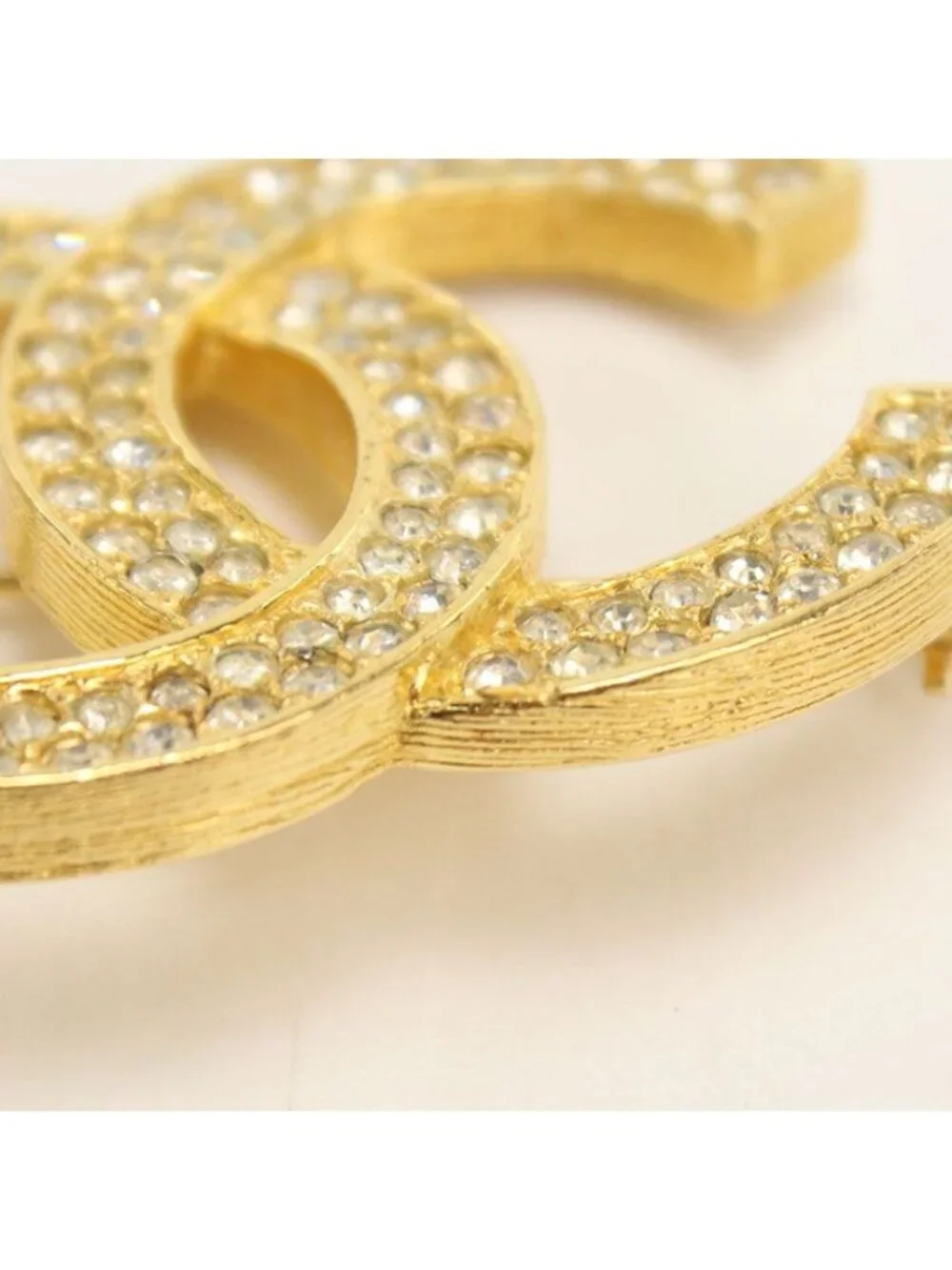 Chanel Rhinestone CC Logo Brooch Metal